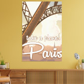 Oude Parijs Cartoon reisposter Canvas Afdruk (Insitu (Woonkamer))