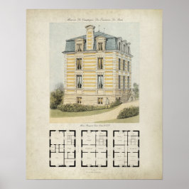 Oude Parijs Frankrijk Architectuur Tekening nr. 2 Poster