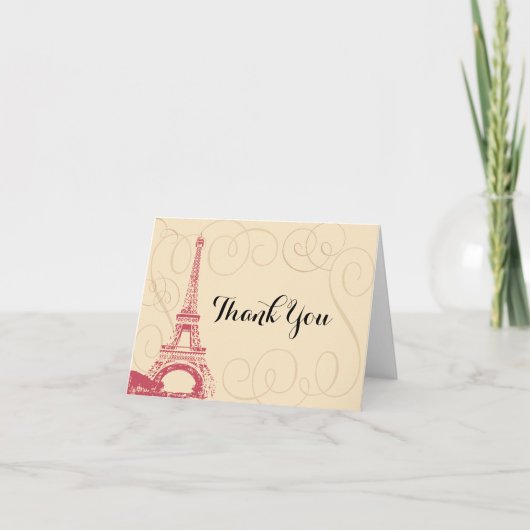 Oude Parijs Frankrijk Eiffeltoren Bedankkaart (Voorkant)