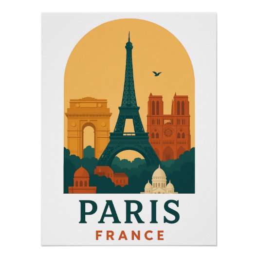 Oude Parijs Frankrijk Reis Eiffeltoren Poster (Voorkant)