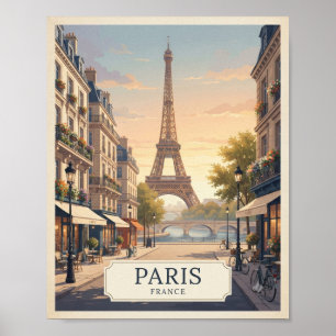Oude Parijs Frankrijk Reisposter   Eiffeltoren  Poster