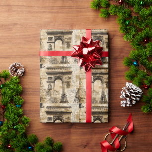 Oude Parijse Patroon – Eiffeltoren Landmerken Cadeaupapier