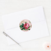Oude Parijse typografie, roze landhuis Ronde Sticker (Envelop)