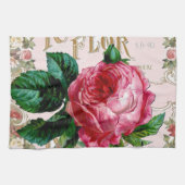 Oude Parijse typografie, roze landhuis Theedoek (Horizontaal)