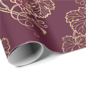 Oude Paris Bourgondië Rood en Goud Wijn thema Cadeaupapier (Rol Hoek)