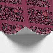 Oude Paris Burgundy en Paarse Damast Cadeaupapier (Hoek)