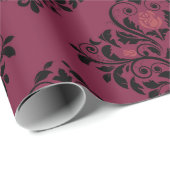 Oude Paris Burgundy en Paarse Damast Cadeaupapier (Rol Hoek)