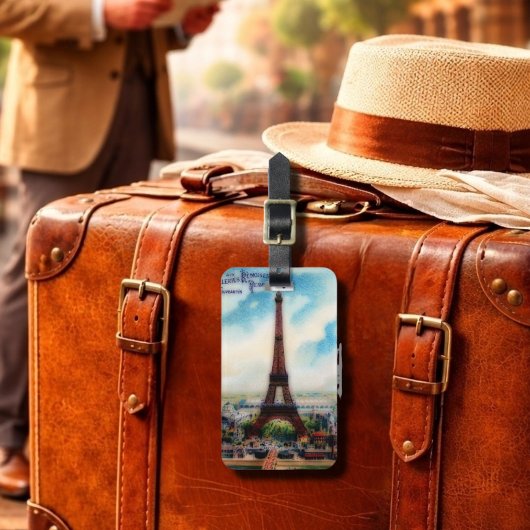 Oude Paris - Eiffeltoren Bagagelabel