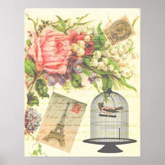 Oude Paris Frankrijk Eiffeltoren Poster (Voorkant)