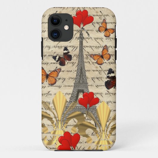 Oude Paris & vlinders Case-Mate iPhone Case (Achterkant)
