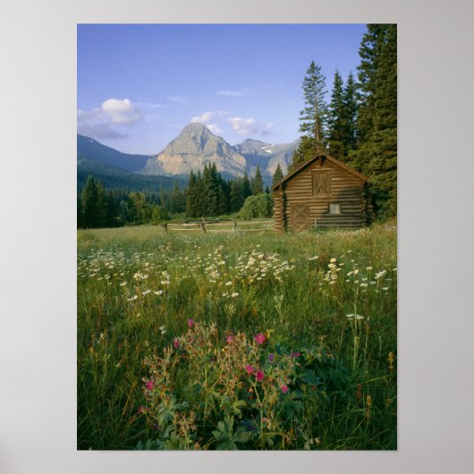 Oude Park Service-hut in de Cut Bank-vallei Poster (Voorkant)