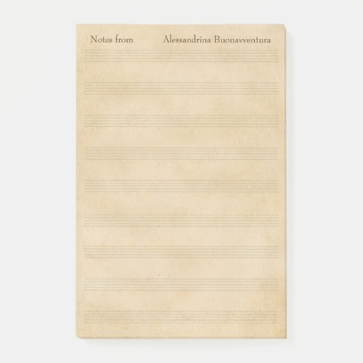 Oude parkpagina Blanco muziek Personeel aangepaste Post-it® Notes (Voorkant)