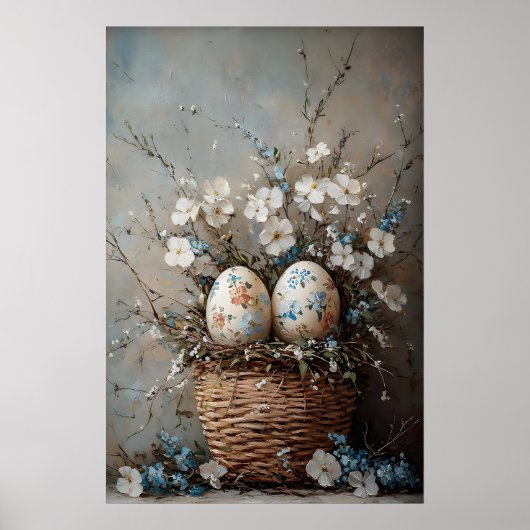 Oude Pasen Bloemstuk Mand Afdruk, Boerderij Poster (Voorkant)