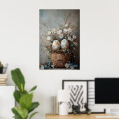 Oude Pasen Bloemstuk Mand Afdruk, Boerderij Poster (Thuiskantoor)