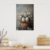Oude Pasen Bloemstuk Mand Afdruk, Boerderij Poster (Keuken)