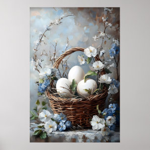 Oude Pasen Eieren Bloemstuk Print, Lente Poster