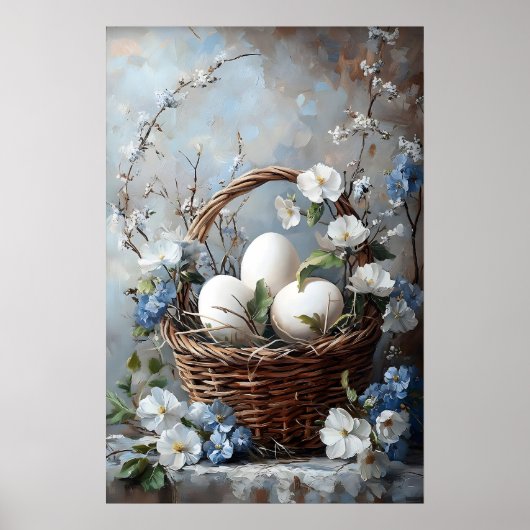 Oude Pasen Eieren Bloemstuk Print, Lente Poster (Voorkant)