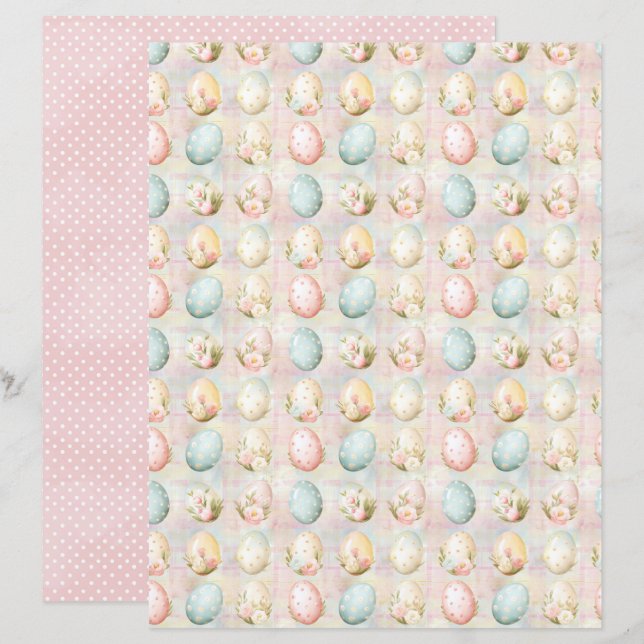 Oude Pasen Eieren Scrapbook Papier (Voorkant / Achterkant)