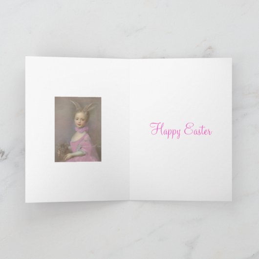 Oude Pasen kaart Schattig meisje met konijnenoren (Binnen)