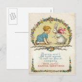 Oude Pasen Konijn & Kind Pasen Kaart (Voorkant / Achterkant)