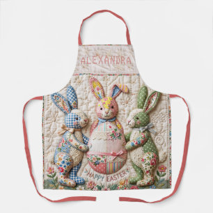 Oude Pasen Konijn Nep Patchwork Dekbedprint Schort