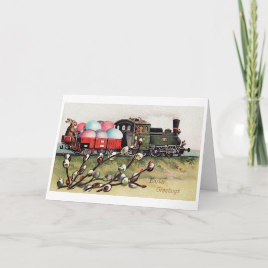 Oude Pasen Konijn Trein Kaart (Voorkant)