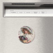 Oude Pasen-meisje met hoedje magneet (Insitu (Vaatwasser))