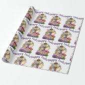 Oude Pasen Meisje met Tulp Bloemen   Cadeaupapier (Uitgerold)