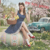Oude Pasen Pin-Up Sticker | Spring in het Voorjaar (Voorkant)
