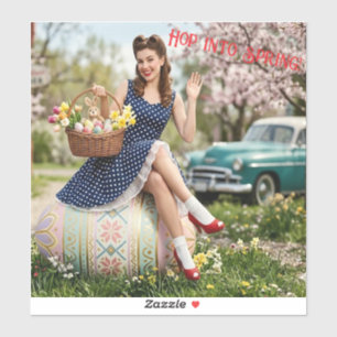 Oude Pasen Pin-Up Sticker   Spring in het Voorjaar
