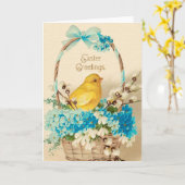 Oude Pasen Wenskaart Kaart (Gele Bloem)