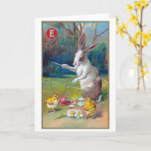 Oude Pasenkonijn en Kuiken Kaart (Gele Bloem)