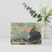 Oude passagiersschip in de haven briefkaart (Staand voorkant)