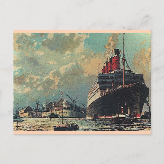 Oude passagiersschip in de haven briefkaart (Voorkant)