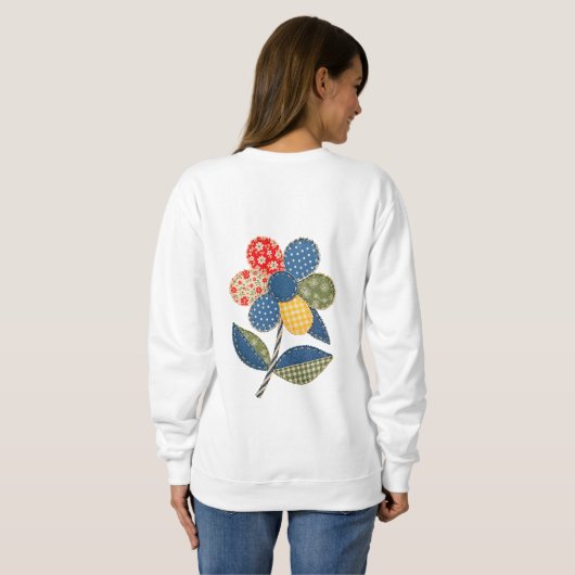 Oude patchwork bloem achteraan print sweatshirt (Achterkant volledig)