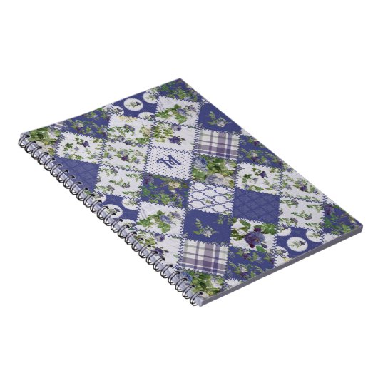Oude Patchwork Dekent Monogram Notitieboek (Rechterzijde)