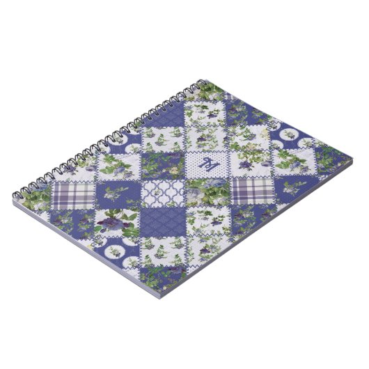 Oude Patchwork Dekent Monogram Notitieboek (Linkerzijde)