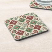 Oude Patchwork Gequilt Patroon voor Kerstmis Bier Onderzetter (Linkerzijde)