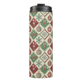 Oude Patchwork Gequilt Patroon voor Kerstmis Thermosbeker