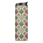 Oude Patchwork Gequilt Patroon voor Kerstmis Thermosbeker (Gedraaid links)