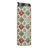 Oude Patchwork Gequilt Patroon voor Kerstmis Thermosbeker (Geroteerd rechts)
