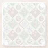 Oude Patchwork Gequilted Kerstpatroon Glazen Onderzetter (Achterkant)