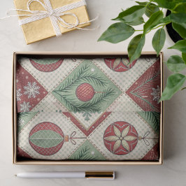 Oude Patchwork Gequilted Kerstpatroon Tissuepapier