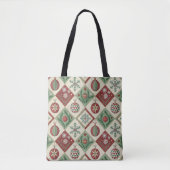 Oude Patchwork Gequilted Kerstpatroon Tote Bag (Voorkant)