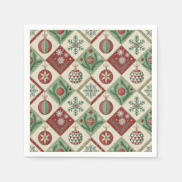 Oude Patchwork Gequiltte Kerstpatroon Servet