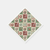 Oude Patchwork Gequiltte Kerstpatroon Servet (Hoek)