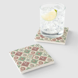 Oude Patchwork Gequiltte Kerstpatroon Stenen Onderzetter