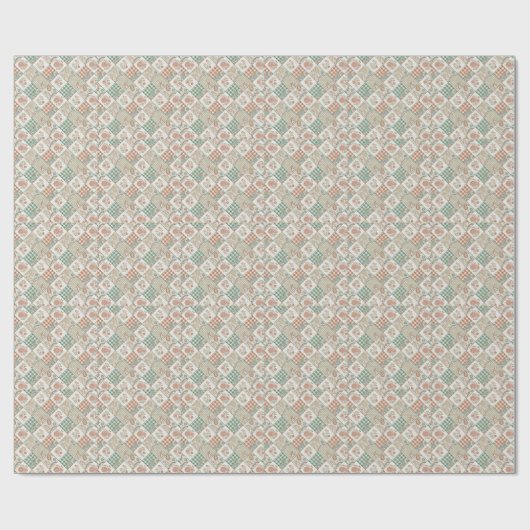 Oude patchwork gingham geruite textielontwerp cadeaupapier (Vlak)