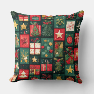 Oude patchwork kerst dek kussen