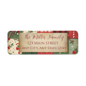 Oude patchwork kerst retouradreslabels etiket (Voorkant)